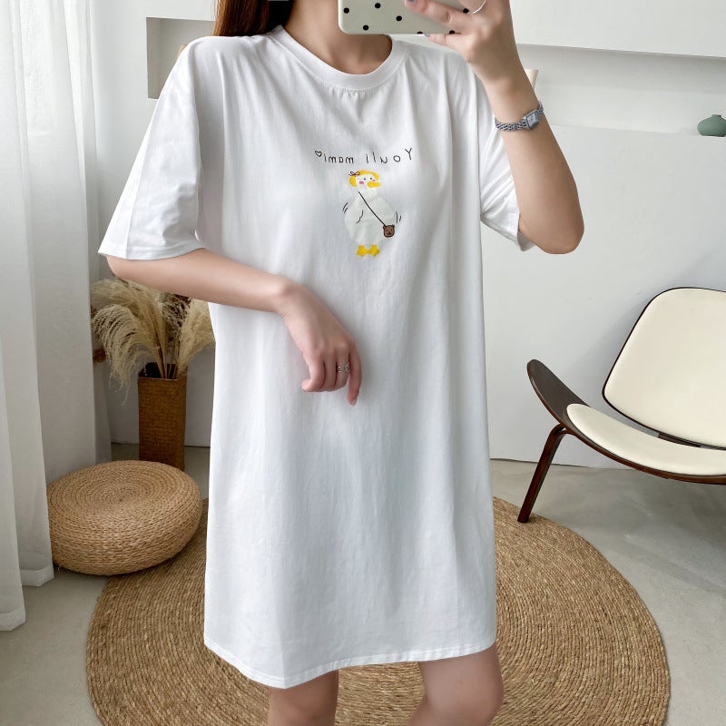 Summer Maternity Nursing Dress Tee Pink