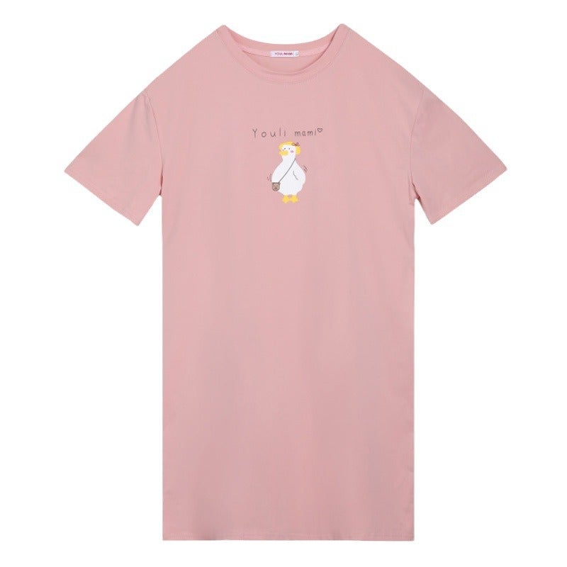 Summer Maternity Nursing Dress Tee Pink