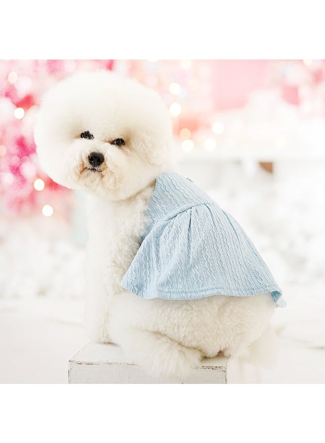 CLAWSET Blue Emilia Dress For Cats Dogs Pets Apparel Pet Clothes Pet Shirts Pet Fashion Soft Pet Clothes Lightweight Pet Fashion - Image 1