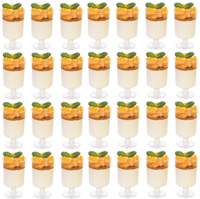 60PCS MINI DESSERT CUPS 100ML PLASTIC ROUND DESSERT CUPS CLEAR PARFAIT APPETIZER CUP REUSABLE SERVING BOWL FOR DESSERT PUDDING MOUSSE PARTY 85 X 5CM