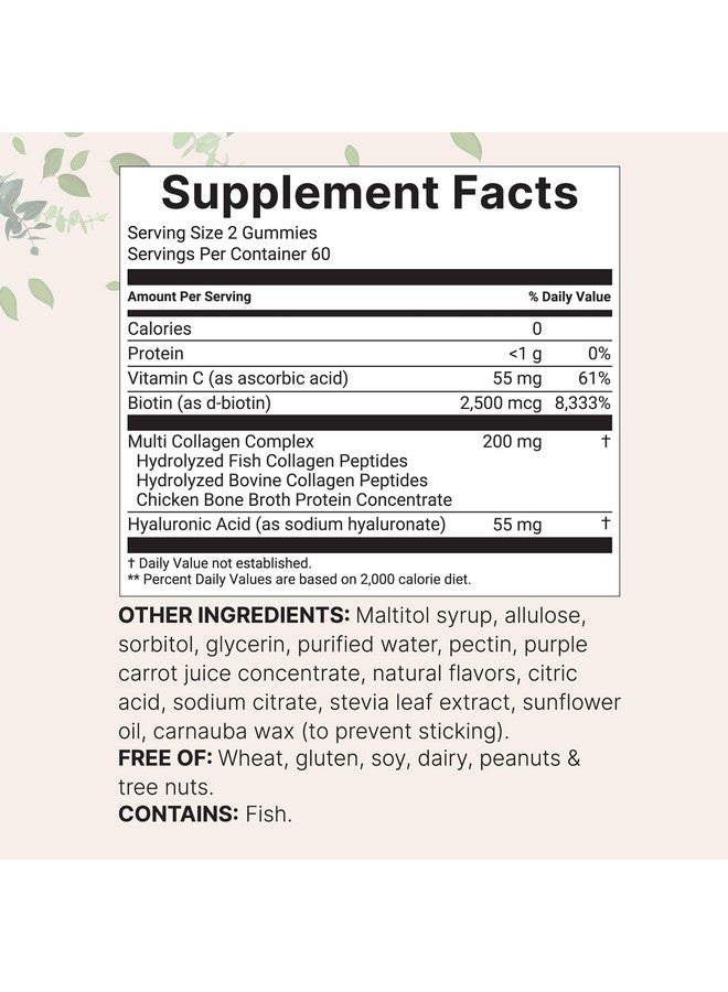 Micro Ingredients Micro Ingredients Multi Collagen Peptides, 120 Collagen Gummies | Type I,II,III,V,X Protein with Biotin, Hyaluronic Acid, & Vitamin C Complex | Pomegranate & Berry Flavored | Sugar Free, Non-GMO  - Image 2