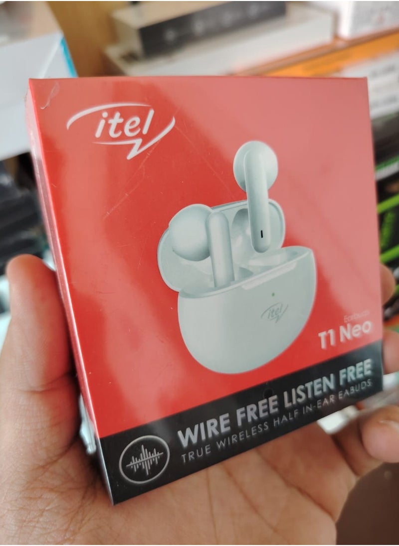 Generic - itel t1 neo earbuds Headphone battery: 70mAh Case battery: 510mAh 1 year warranty 13.4mm speakers Type-C charging port - Image 1