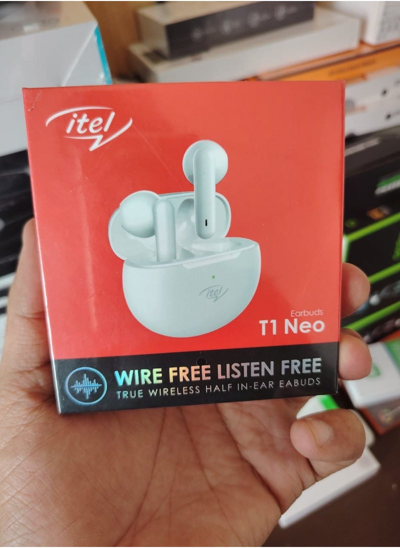 Generic - itel t1 neo earbuds Headphone battery: 70mAh Case battery: 510mAh 1 year warranty 13.4mm speakers Type-C charging port - Image 1