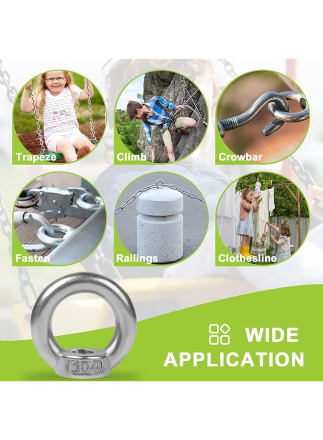 M6 Stainless Steel Eye Nuts Silver 20pcs Internal Thread Ring Bolts Lifting Equipment - Image 4