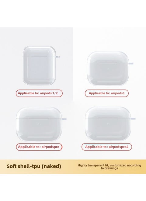 For Apple Headset Airpods4 Wireless Bluetooth Headset Protective Cover TPU Transparent Headset Protective Cover Material-Color:Tpu Soft Shell (bare Shell)-Applicable Models:Airpods4 Model: With Hanging Ears