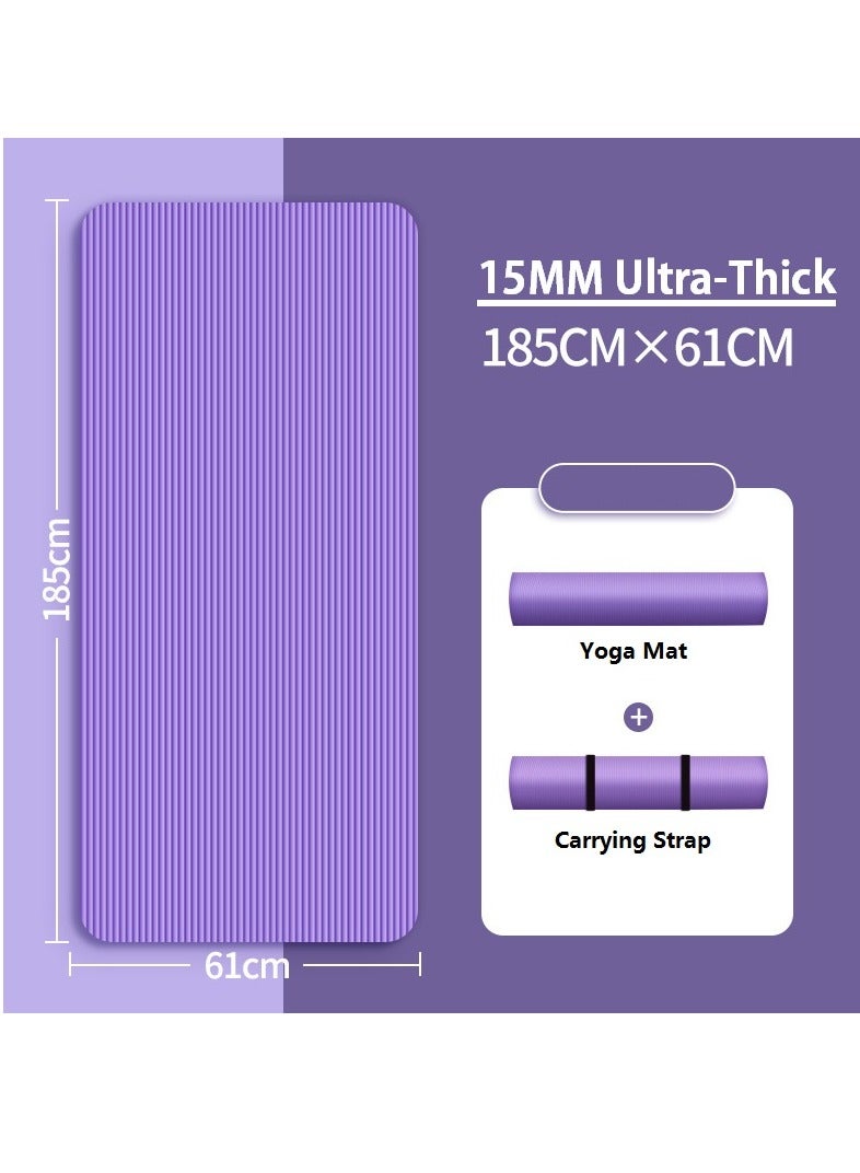 Generic Anti-Tear 15MM Ultra-Thick Yoga Mat Exercise Mat With Carrying Strap  - Image 1