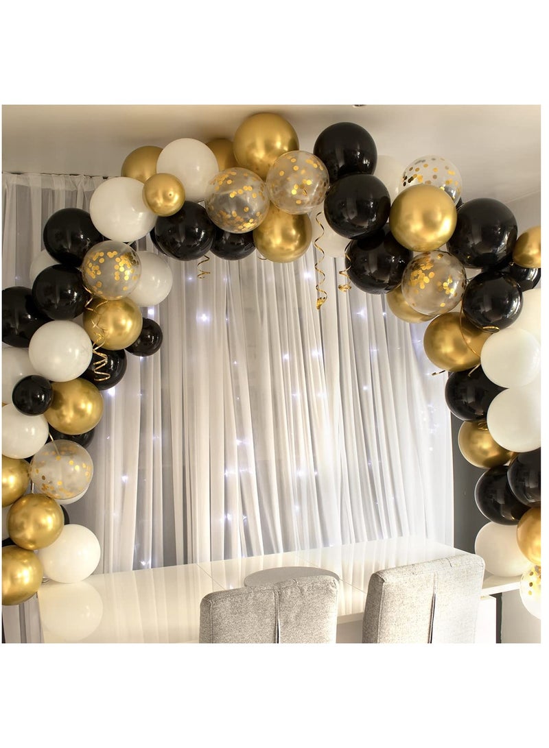 SYOSI 106 Pcs Black and Gold Balloons Garland Arch Kit 5 10 Inch Latex Confetti 8Pcs 18 Inch Balloons for Party Birthday Graduation Anniversary Festival Decoration - Image 4