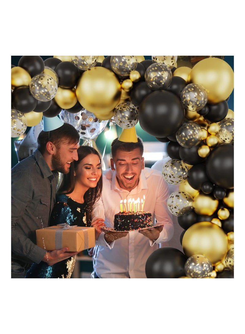 SYOSI 106 Pcs Black and Gold Balloons Garland Arch Kit 5 10 Inch Latex Confetti 8Pcs 18 Inch Balloons for Party Birthday Graduation Anniversary Festival Decoration - Image 2