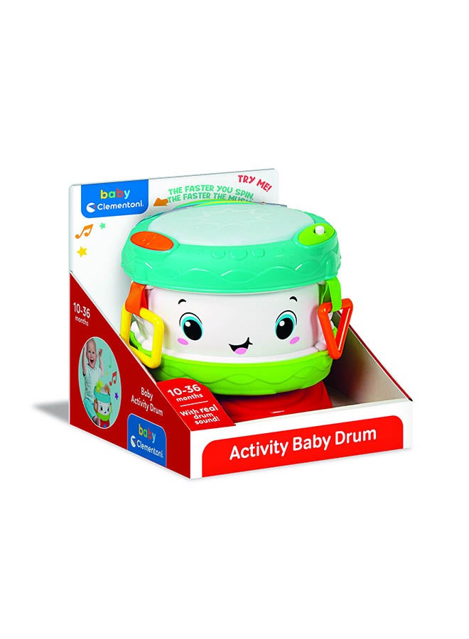 Clementoni Baby Activity Drum, Battery Operated | Interactive Musical Intrument For Baby And Toddler | Helps With Motor Skill Development | Bright Colors | Early Development Toy | Perfect Gift For Baby And Toddler | Musical Toy  - Image 1