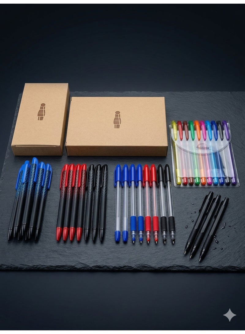 Multibrand Corporate Writing Essentials Bundle – 400 Piece Pen Set | Blue, Red & Black Bulk Office Pens | Business & Company Stationery Supply Pack - Image 1