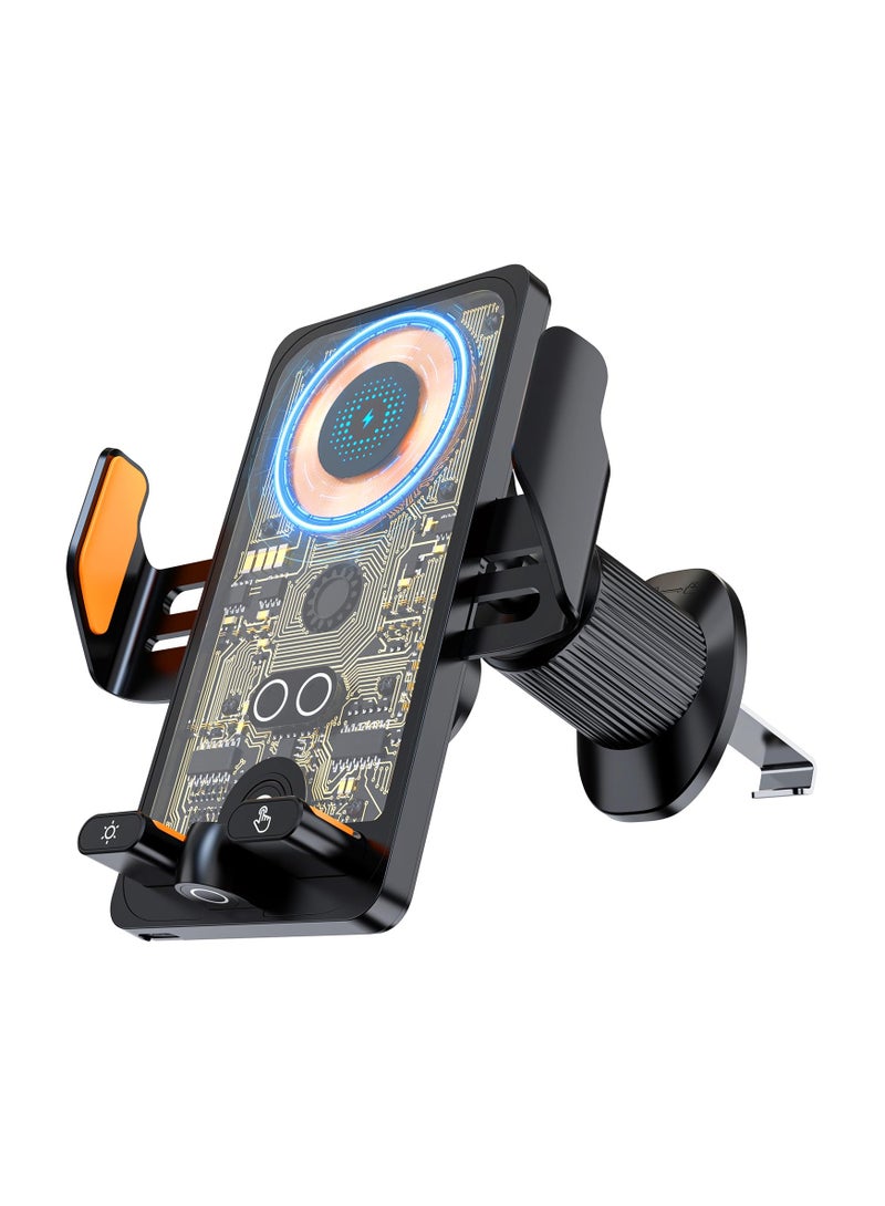 SYOSI Wireless Car Charger, Fast Charging Phone Holder, 3 in 1 Phone Mount Auto Clamping Car Accessories, Compatible with iPhone 15 14 13 12 11 Xs XR, Samsung S23 Ultra S22 S21 S20/S10+ S9+ Note 9, Black - Image 1