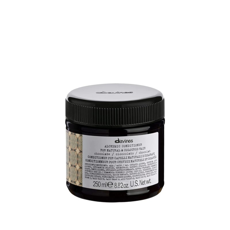 Davines Alchemic Conditioner Chocolate Color Depositing Cream for Dark Brown Black Hair Intensifies Hydrates Brunette Tones with Jojoba Oil 845 Fl Oz - Image 2
