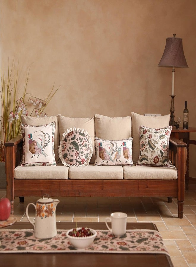 ISAENNE Design Square Pink Floral Linen Throw Pillow Covers 18"x18" Pack of 2, Vintage Country Flowers Pattern Cushion Covers Decor Pillowcases for Bed,Living Room,Outdoor,Car - Image 3