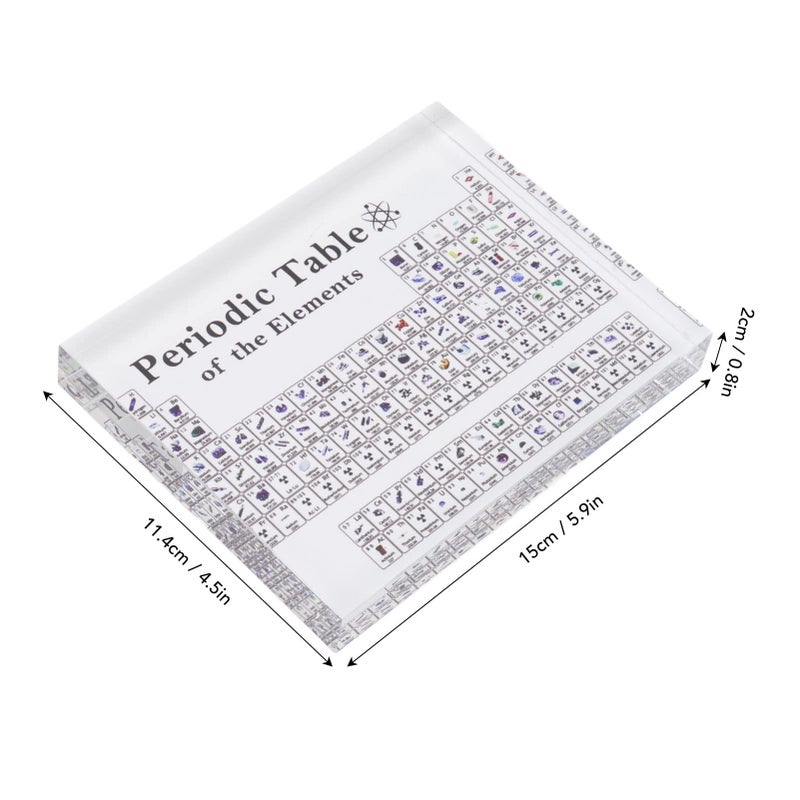 Jeanoko Periodic Table with Real Elements Inside, Periodic Table Of Elements Acrylic Chemical Elements Alphabet Periodic Table for Teaching Display Decor(S 56x50x42mm) - Image 2