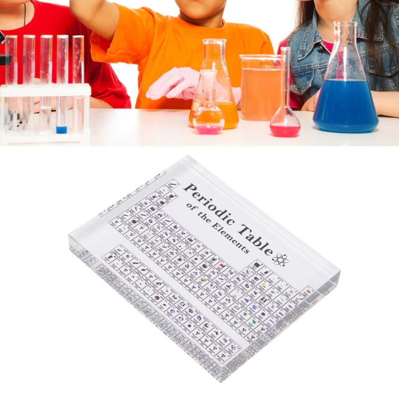 Jeanoko Periodic Table with Real Elements Inside, Periodic Table Of Elements Acrylic Chemical Elements Alphabet Periodic Table for Teaching Display Decor(S 56x50x42mm) - Image 3