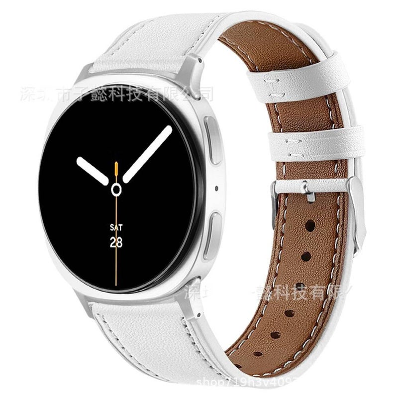 سوار ساعة ذكية باللون أسود قابل للتعديل سوار جلدي كلاسيكي متوافق مع Samsung Galaxy Watch 8 Classic بملاءمة قابلة للتعديل وحزام بديل - Image 4