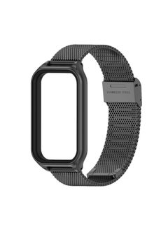 Redmi Band 2 Milanese Metal Three-bead Stainless Steel Wristband Suitable For XiaomiBand 8 Active-Color:Milan Buckle-Black-Specifications:for Redmi Band2/Mi Band 8 Active