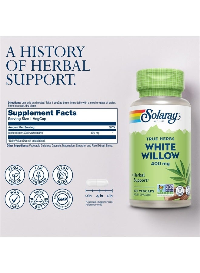 SOLARAY White Willow 400mg - White Willow Bark Capsules - Soothing Herbal Support for Wellness and Comfort w/Naturally Occurring Glycosides - Vegan, Non-GMO, 60-Day Guarantee, 100 Serv, 100 VegCaps - Image 2