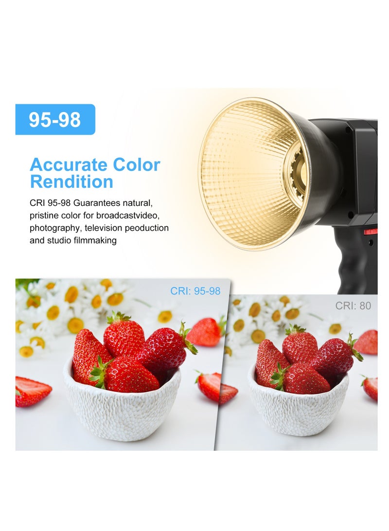 60W COB LED Video Light, Portable Video Light, COB Fill Light with 2500-6500K Adjustable Color Temperature, 8 Creative Lighting Effects, Perfect for Photography Studio, Outdoor Shooting and Live Streaming - Image 2