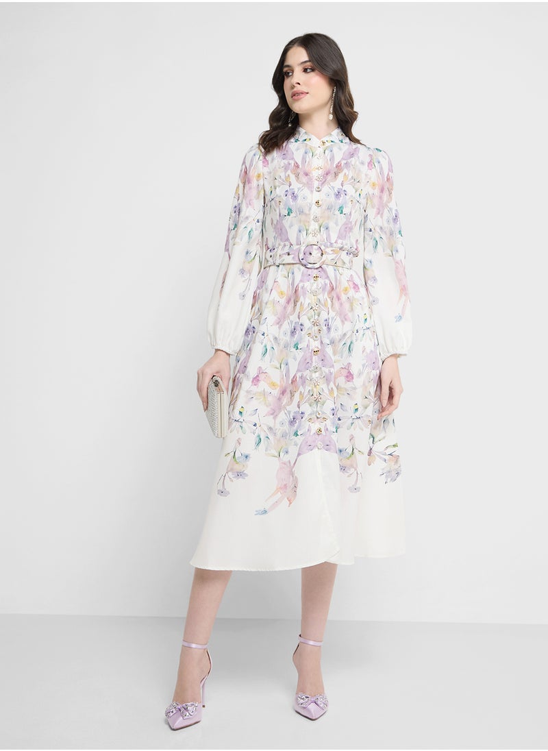 Khizana Floral Print Midi Dress  - Image 4