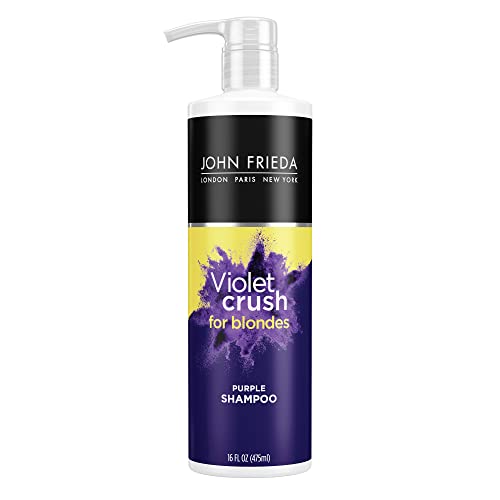 John Frieda Violet Crush Purple Shampoo, Purple Shampoo for Blonde Hair, Crushed Violet Pigments Neutralize Brassy Tones for Cooler, Brighter Blonde, 8.3 Oz - Image 1