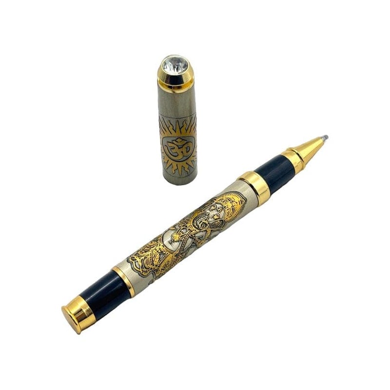 Yani Lord Ganeshji Luxury Gold Metal Roller Ball Pen | Premium Writing Instrument | Refillable German Jotter | Spiritual Gift | Office Supplies | Desk Accessory | Signature Pen (Ganeshji) - Image 1