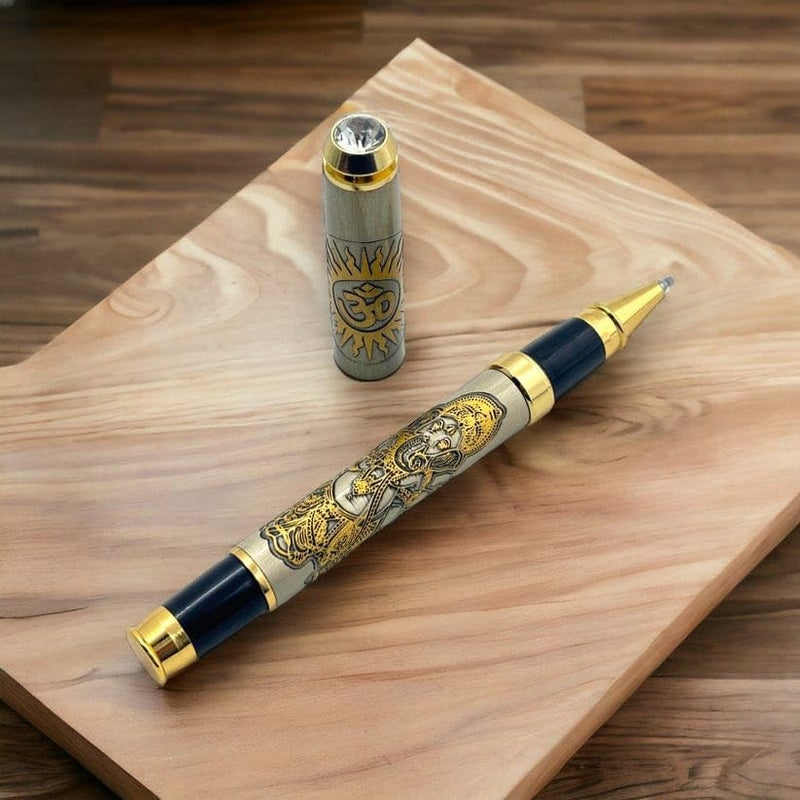 Yani Lord Ganeshji Luxury Gold Metal Roller Ball Pen | Premium Writing Instrument | Refillable German Jotter | Spiritual Gift | Office Supplies | Desk Accessory | Signature Pen (Ganeshji) - Image 3