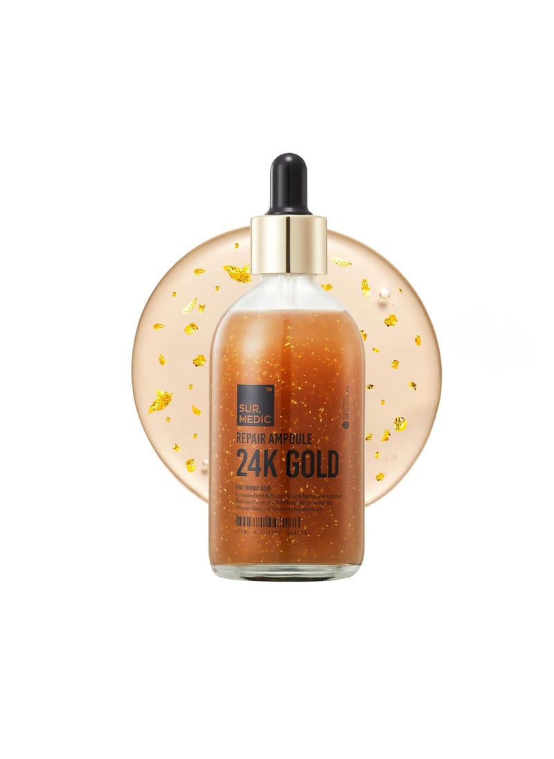 SUR.MEDIC+ - SURMEDIC 24K Gold Repair Ampoule 999 Pure Gold Serum for Face Hyaluronic Acid Collagen Nourishing Moisturizer for Firming Uneven Skintone Korean Skin Care 100ml  338 oz - Image 1