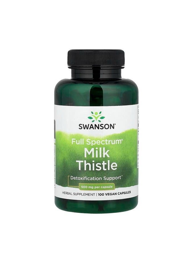 سوانسون كبسولات شوك الحليب كامل الطيف ٥٠٠ مجم ١٠٠ كبسولة نباتية - Image 1