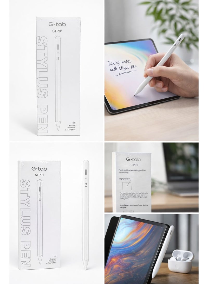 G-Tab 2nd Generation Stylus Pen with Wireless Charging Pencil Pro Plus For Apple iPad Pro , iPad Mini, iPad Air, compatible with iPads Air / Mini / Pro - White - Image 1