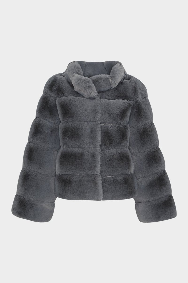 Açelya Okcu AÇELYAOKCU Premium Stand Collar Women's Rex Faux Fur Jacket  - Image 1