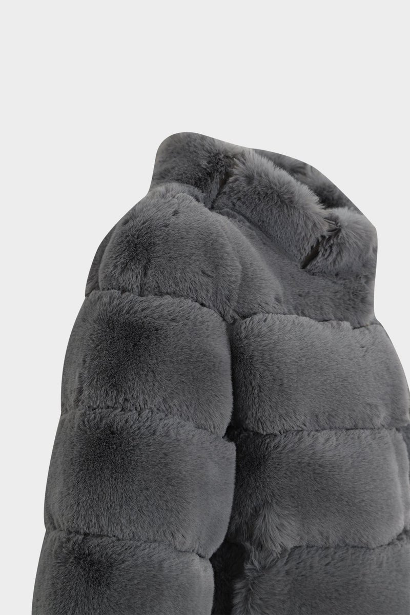 Açelya Okcu AÇELYAOKCU Premium Stand Collar Women's Rex Faux Fur Jacket  - Image 3