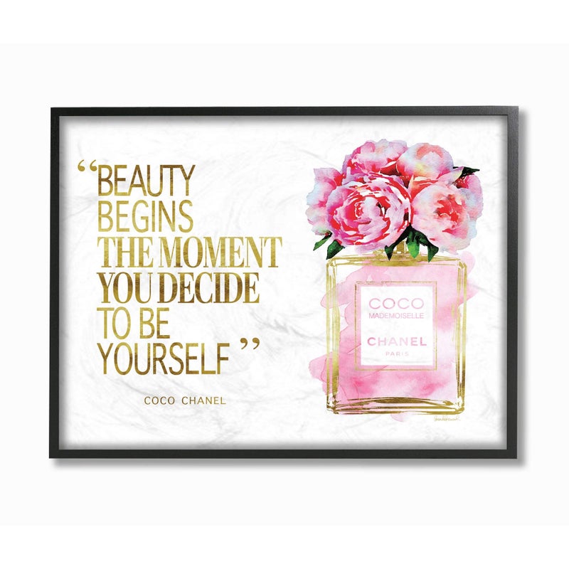 Stupell Industries Stupell Industries Fashion Designer Perfume Gold Pink Watercolor Inspirational Word Framed Wall Art 11x14 MultiColor 