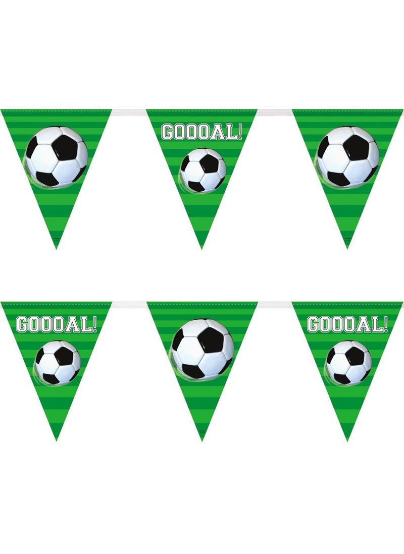 Unique Football Party Pennant Garland Green Plastic Goal 365cm
