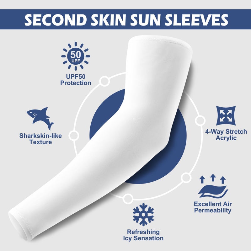 Aprilswan Arm Sleeves  Uv Sun Protection Sports Compression Cooling For Men/Women 1 Pairs White - Image 2