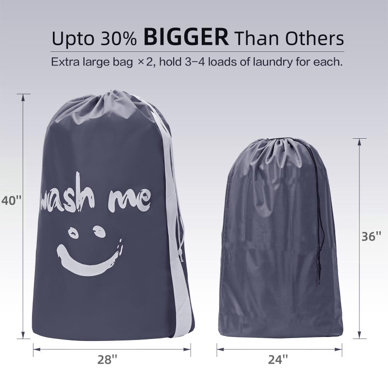 Homest 2 Pack Xl Wash Me Travel Laundry Bag, Machine Washable Dirty Clothes Organizer, Large Enough To Hold 4 Loads Of Laundry, Easy Fit A Laundry Hamper Or Basket - Image 3