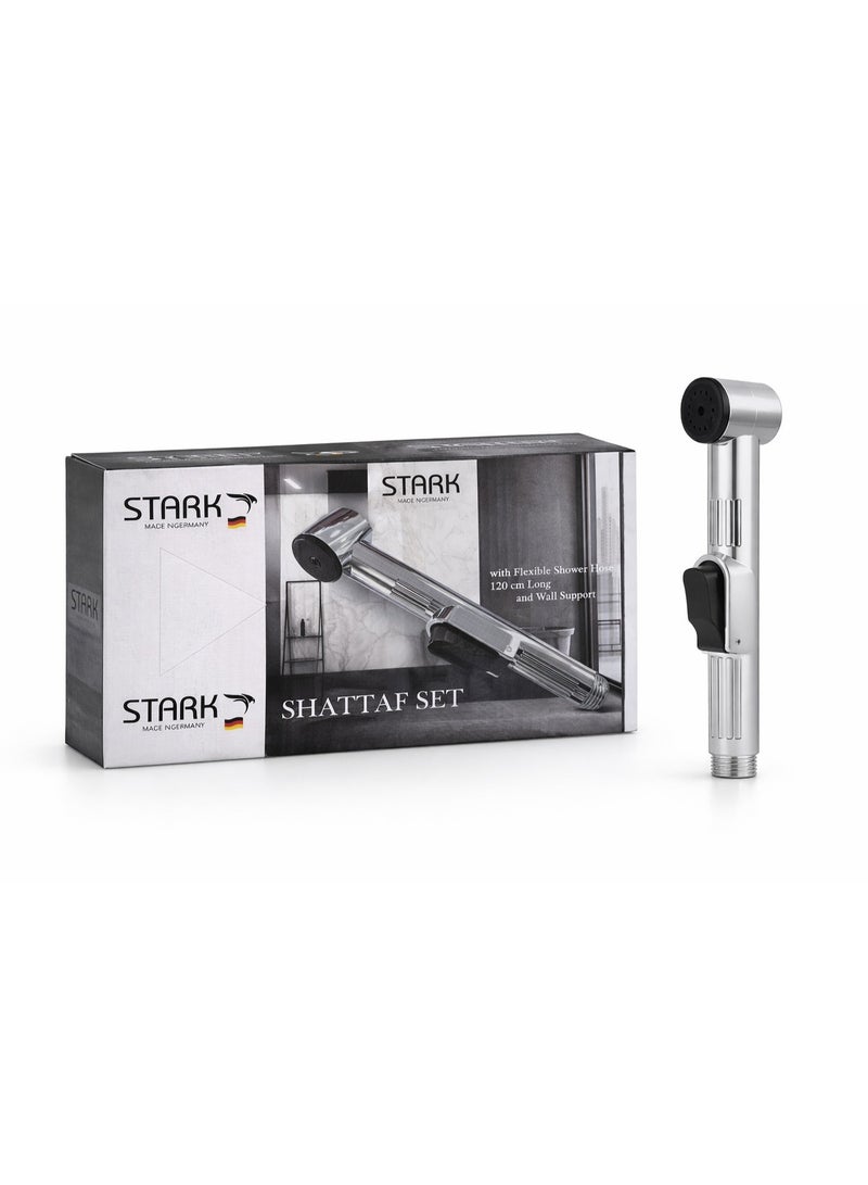 ستارك شطاف ستارك صناعة ألمانية مع لي مرن 120 سم طقم رشاش مرحاض مع حامل جداري كروم للحمام - Image 1