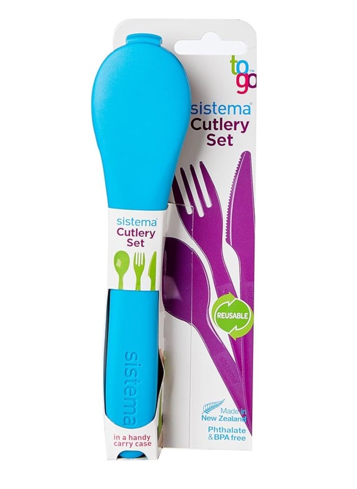 sistema - Cutlery Set TO GO | Travel Cutlery Set with Knife, Fork & Spoon | Durable Case for Storage | BPA-Free Plastic | Dishwasher Safe - Image 1