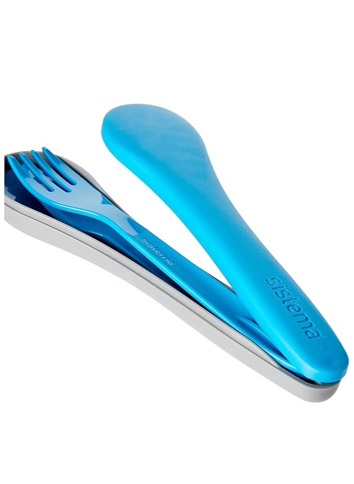 sistema - Cutlery Set TO GO | Travel Cutlery Set with Knife, Fork & Spoon | Durable Case for Storage | BPA-Free Plastic | Dishwasher Safe - Image 1