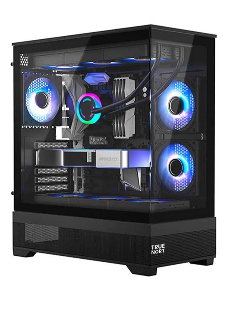 تروينورت كمبيوتر ألعاب Cyber Nova، معالج إنتل كور i7-13700K، بطاقة رسومات نفيديا جيفورس RTX 5060 بسعة 8 جيجابايت GDDR6، ذاكرة رام 32 جيجابايت، قرص SSD بسعة 1 تيرابايت، نظام ويندوز 11 برو، كيس TRUENORT RGB باللون الأسود - Image 1