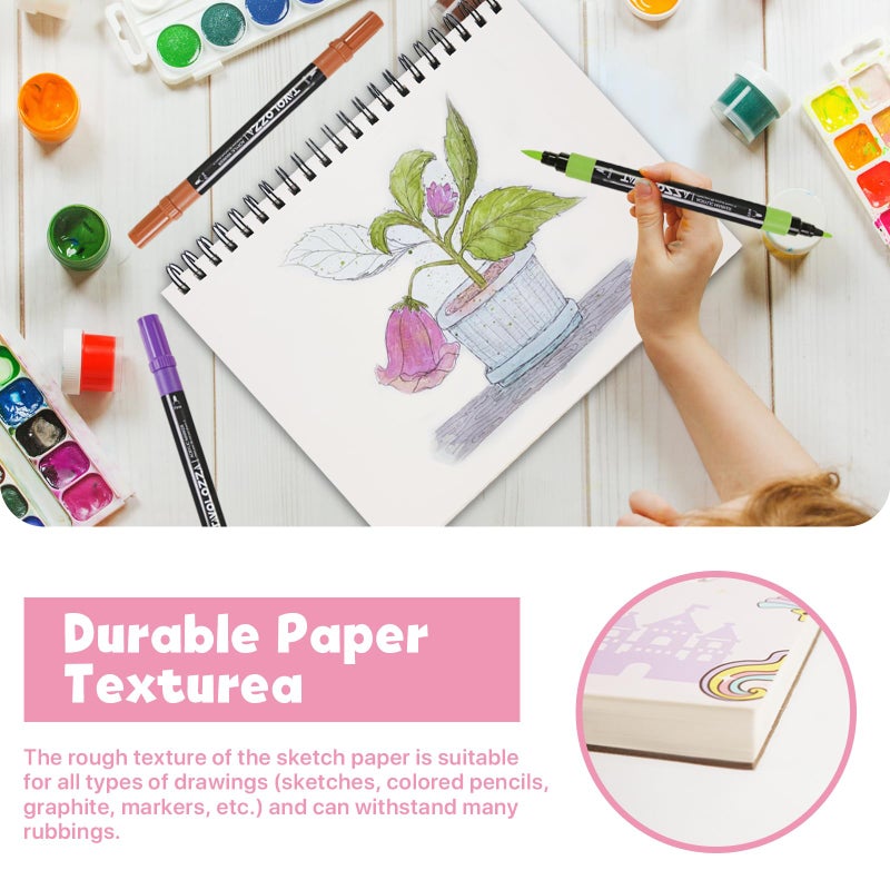 conda 8.5 x 11 Inch Sketchbook, Top Spiral Bound Sketch Pad, 100 Sheets (68 lb/100 GSM), Durable Acid-Free Sketch Paper, Drawing and Sketching Paper for Kids Adult Beginners - Image 4