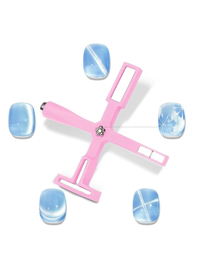 5 in 1 Nail Magnet Tool, Cat Eye Magnet Tool, Multi-Function Magnet Stick, Nail Art Cat Eye Magnet Stick Nail Design Tools for Nail Salon Home DIY, Pink - Image 1