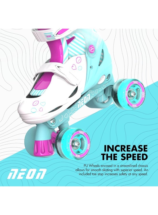 Yvolution زلاجات يوفولوشن 4 القابلة للتعديل بأحجام مختلفة مع عجلات مضيئة للفتيات والفتيان للأطفال زلاجات انلاين وكواد (12-2 أو 3-6 أمريكي) - Image 5