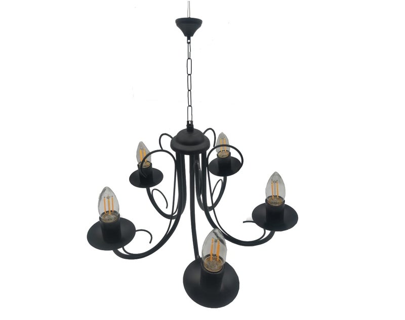 WHITERAY Modern Black Cluster of 5 Hanging Ceiling Chandelier Light, with Bulb, No Glass Filament for Bedroom, Living Room, Café, Hallway, Kitchen, Over The Dining Table (5 Light) - Image 3