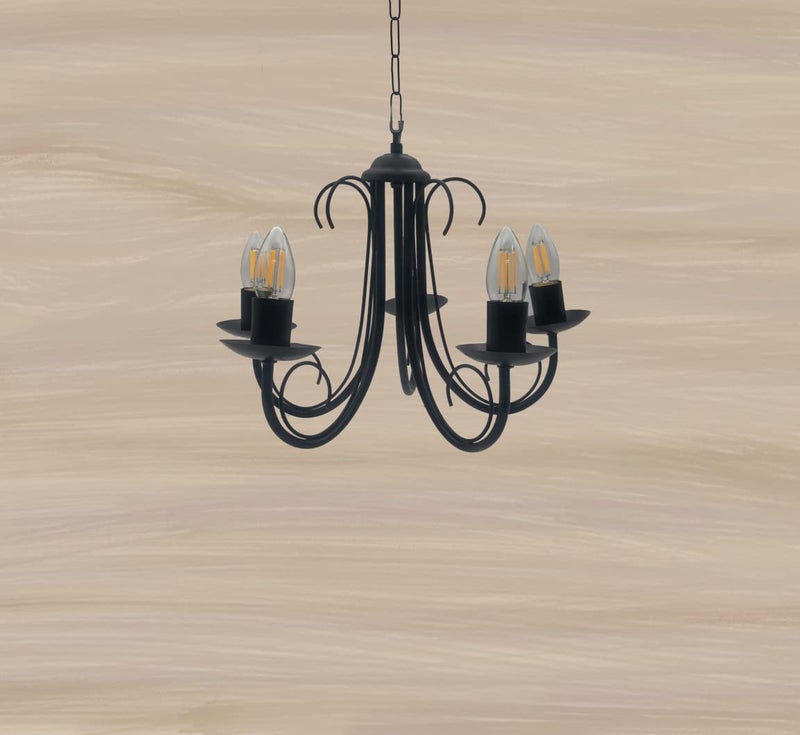 WHITERAY Modern Black Cluster of 5 Hanging Ceiling Chandelier Light, with Bulb, No Glass Filament for Bedroom, Living Room, Café, Hallway, Kitchen, Over The Dining Table (5 Light) - Image 5