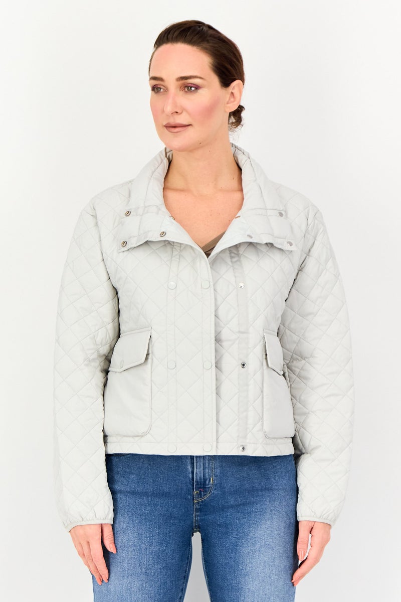 Andrew Marc Women Quilted Puffer Jacket, Light Grey - Image 1