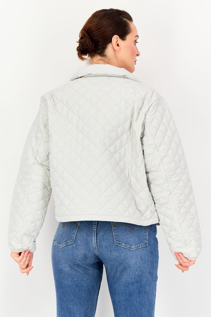 Andrew Marc Women Quilted Puffer Jacket, Light Grey - Image 3
