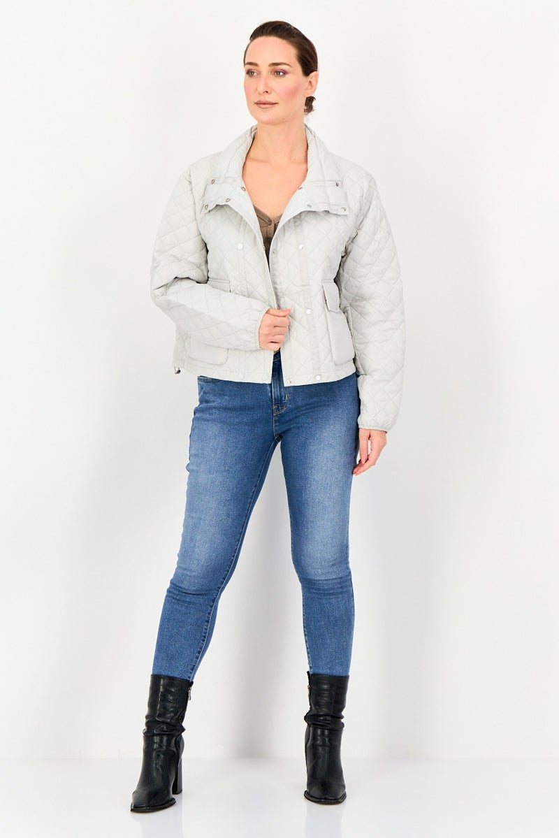 Andrew Marc Women Quilted Puffer Jacket, Light Grey - Image 4