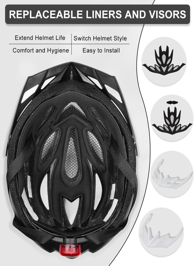 KINGBIKE Bike Helmet for Adult Men Women Youth Road Commute Mountain Cycling Helmets with USB Rechargeable Tail Light Replaceable Inner Pads and Visors Lightweight (PurpleWhite,M/L(20.4-22in) - Image 5
