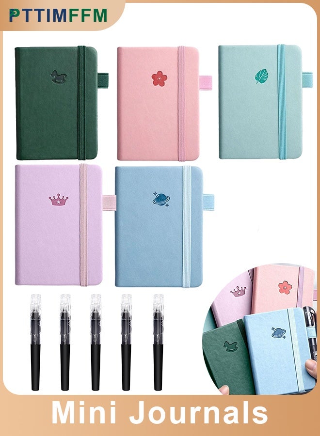PTTIMFFM 5-Pack A7 Mini Hardcover Journals with Pens, Portable Ruled Pocket Notebooks for Travel, Work, School & Home - Image 1